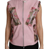 Dolce & Gabbana Pink Zippered Lamb Sleeveless Vest Leather Jacket