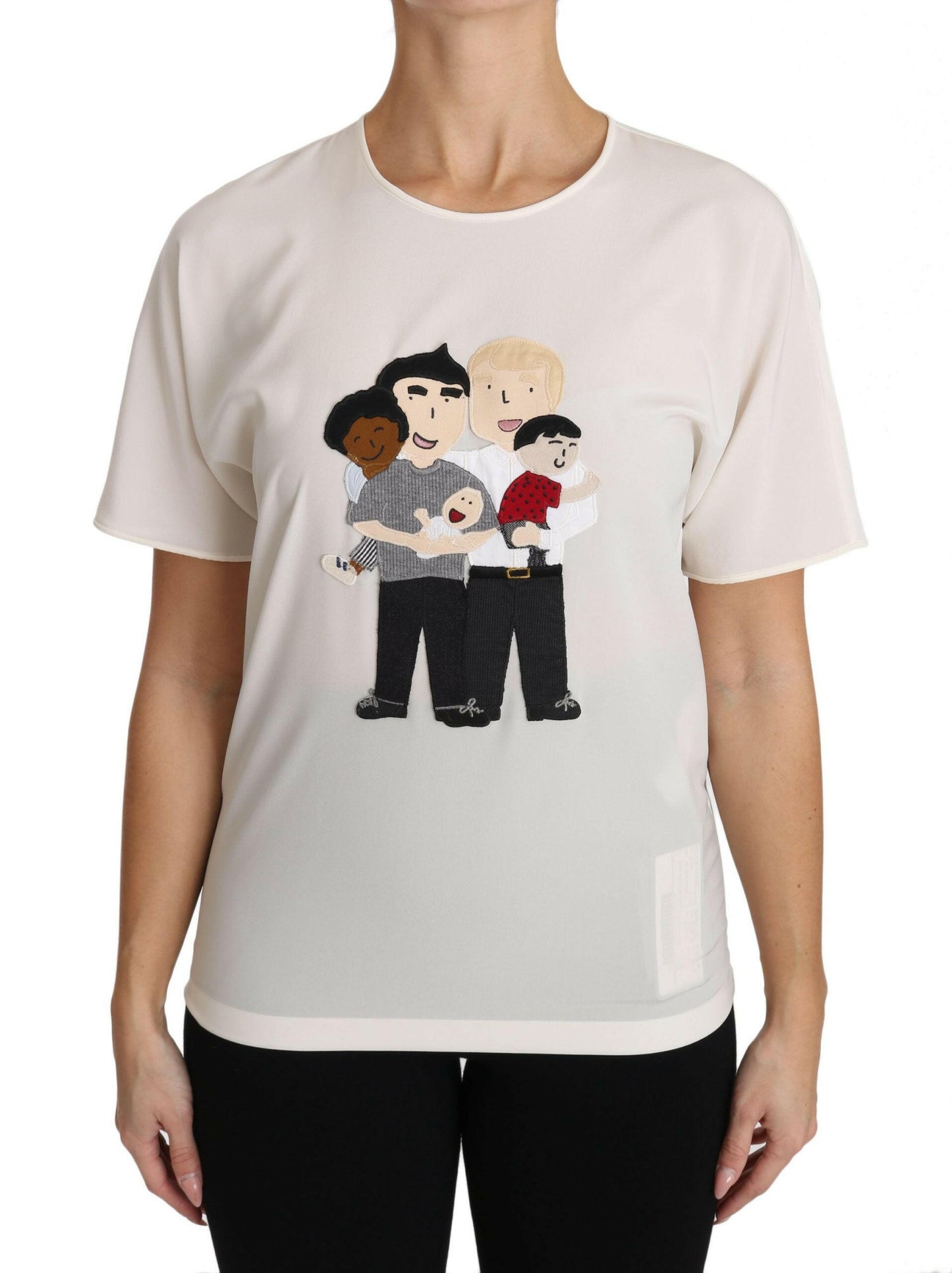 Dolce &amp; Gabbana Weißes Seidenstretch-T-Shirt #dgfamily