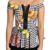 Dolce & Gabbana Black and White Corset Blouse Sicily Lemon Check Top