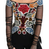 Dolce & Gabbana Black Floral Ricamo Top T-shirt Blouse