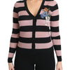 Dolce & Gabbana Pink Floral Cashmere Cardigan Sweater