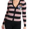 Dolce & Gabbana Pink Floral Cashmere Cardigan Sweater