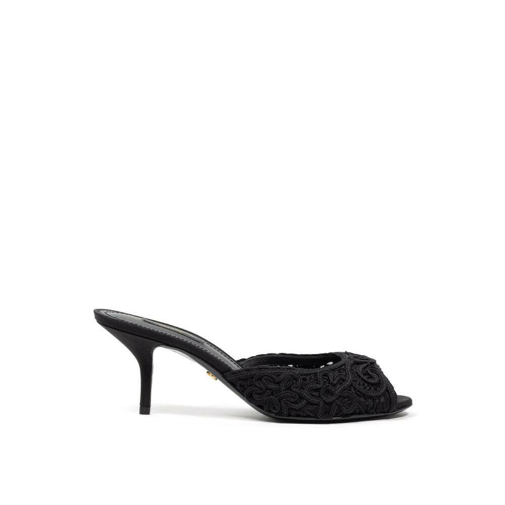 Dolce &amp; Gabbana Schwarze Baumwoll-Mules