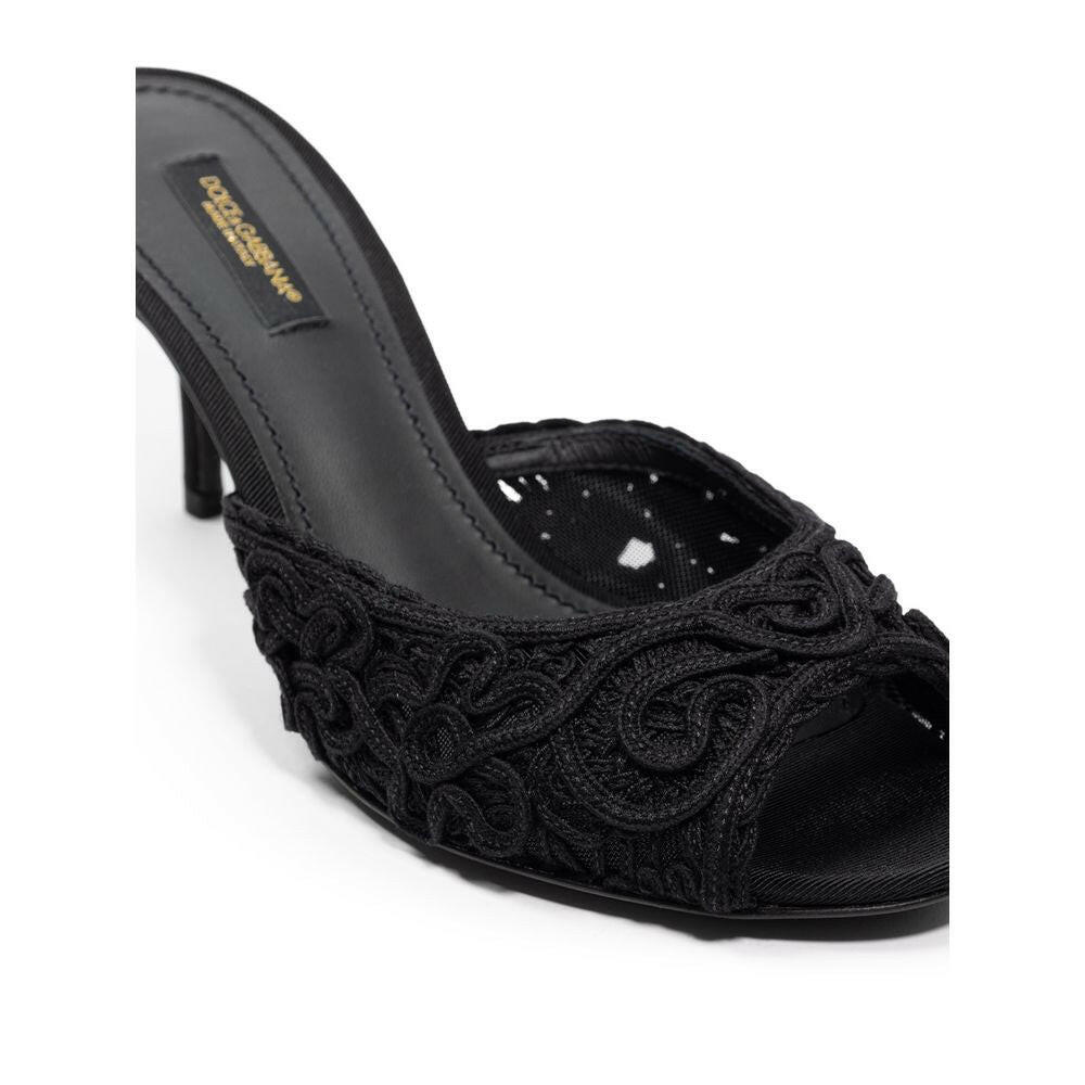 Dolce &amp; Gabbana Schwarze Baumwoll-Mules