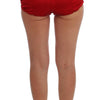 Dolce & Gabbana Red Silk Crystal Roses Shorts