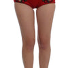 Dolce & Gabbana Red Silk Crystal Roses Shorts