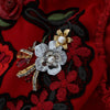 Dolce & Gabbana Red Silk Crystal Roses Shorts