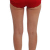 Dolce & Gabbana Red Silk Crystal Roses Shorts