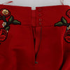 Dolce & Gabbana Red Silk Crystal Roses Shorts