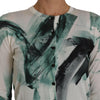 Dolce & Gabbana White Silk Cardigan Lightweight Paint Stroke Sweater