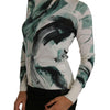 Dolce & Gabbana White Silk Cardigan Lightweight Paint Stroke Sweater