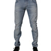 Dolce & Gabbana Blue Tattered Cotton Skinny Men Denim Jeans