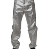 Dolce & Gabbana Metallic Silver Cotton Straight Denim Jeans
