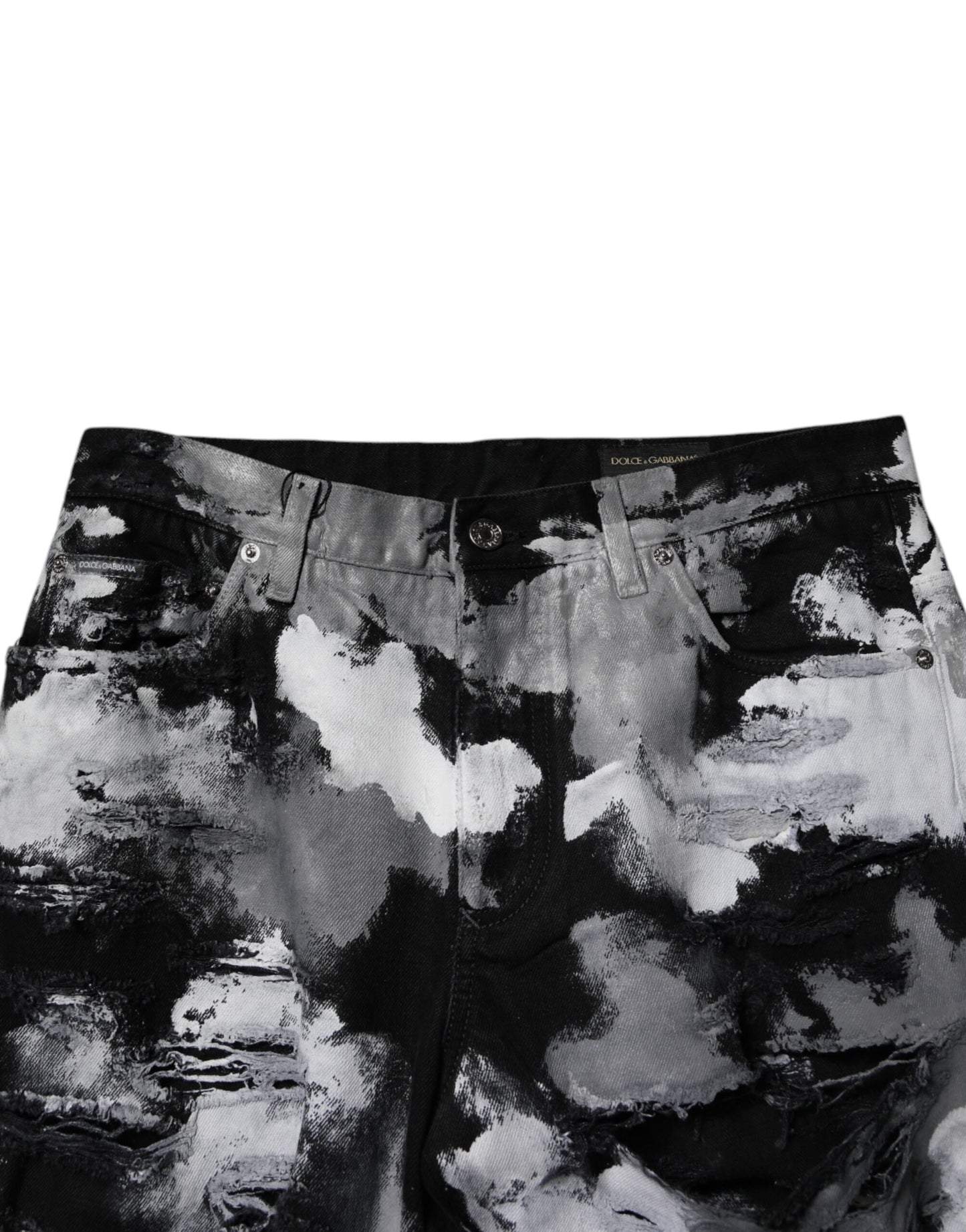 Dolce &amp; Gabbana – Mehrfarbige, zerfetzte Skinny-Jeans aus Camouflage-Stoff