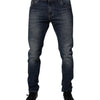 Jean skinny en cuir et coton bleu foncé Dolce &amp; Gabbana