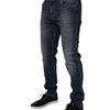 Jean skinny en cuir et coton bleu foncé Dolce &amp; Gabbana