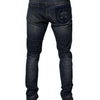 Jean skinny en cuir et coton bleu foncé Dolce &amp; Gabbana