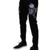 Dolce & Gabbana Black Floral Cotton Skinny Men Denim Jeans
