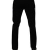 Dolce & Gabbana Black Floral Cotton Skinny Men Denim Jeans