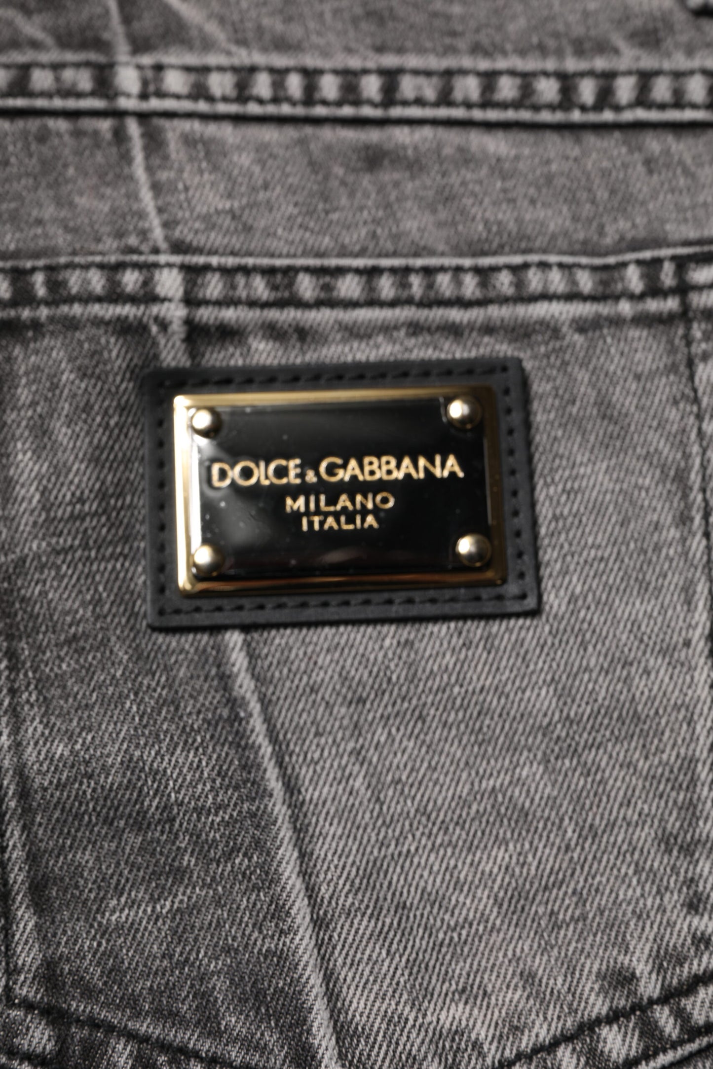 Dolce &amp; Gabbana – Zweifarbige Jeans aus grauem Baumwolldenim