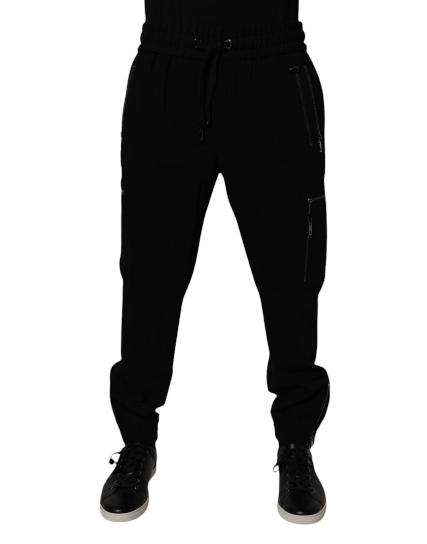 Dolce &amp; Gabbana – Schwarze Jogginghose aus Wollstretch