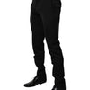 Dolce & Gabbana Black Wool Tapered Formal Dress Pants