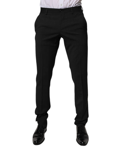 Dolce &amp; Gabbana Schwarze, konisch zulaufende Anzughose aus Polyester für Herren