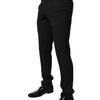 Dolce & Gabbana Black Polyester Tapered Formal Men Dress Pants