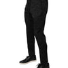 Dolce &amp; Gabbana – Enge Anzughose aus Polyester in Schwarz mit Brokatmuster