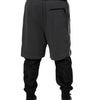 Dolce & Gabbana Black Gray Cotton Layered Men Sweatpants Pants
