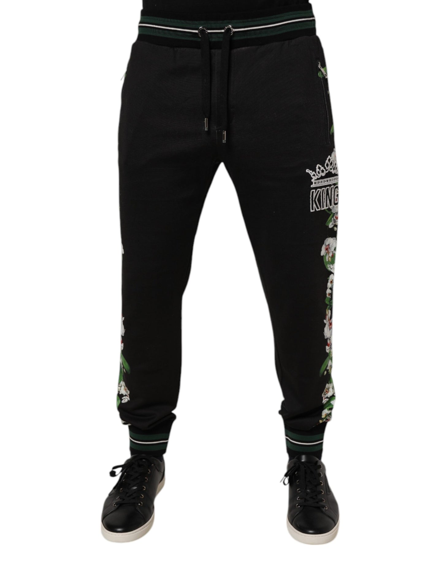 Dolce &amp; Gabbana Schwarze Jogginghose mit Blumenmuster für Herren