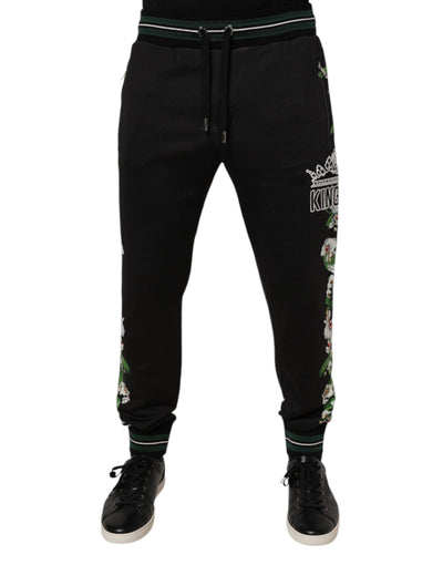 Dolce &amp; Gabbana Schwarze Jogginghose mit Blumenmuster für Herren