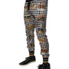 Dolce & Gabbana Multicolor Houndstooth Crown Men Sweatpants Pants