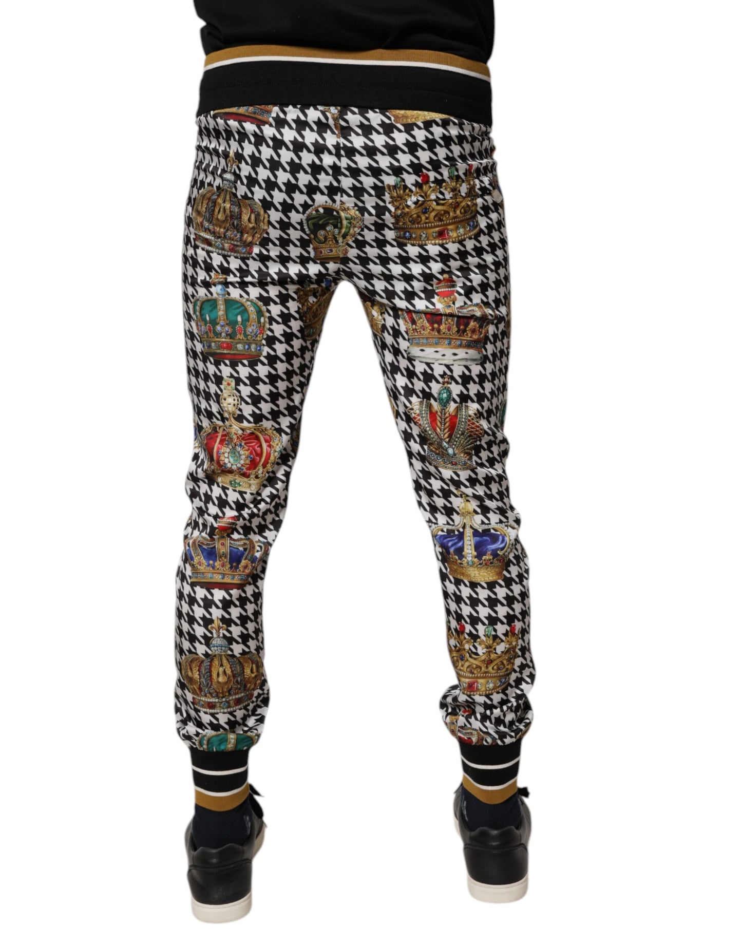 Dolce & Gabbana Multicolor Houndstooth Crown Men Sweatpants Pants