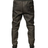 Dolce & Gabbana Brown Lambskin Leather Men Sweatpants Pants