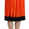 Dolce &amp; Gabbana – Orangefarbener, knielanger Rock mit hoher Taille
