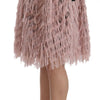 Dolce & Gabbana Pink Gold Fringe Metallic Pencil A-line Skirt