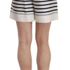 Dolce & Gabbana Black & White Stripe Garterized Silk Shorts