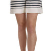 Dolce & Gabbana Black & White Stripe Garterized Silk Shorts