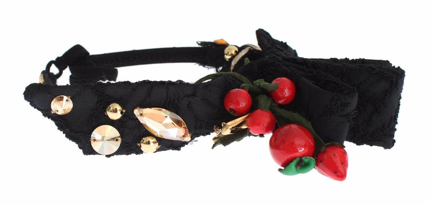 Dolce &amp; Gabbana Diadem Stirnband Tiara Beere Obst Kristall Schleife Haar