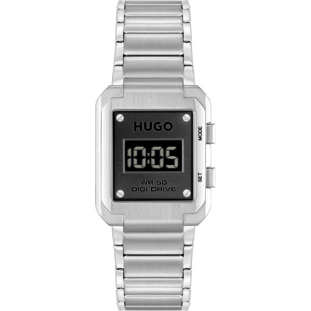 Hugo Boss Digitaluhr aus silbernem Edelstahl