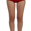 Dolce & Gabbana Red Silk Crystal Roses Shorts