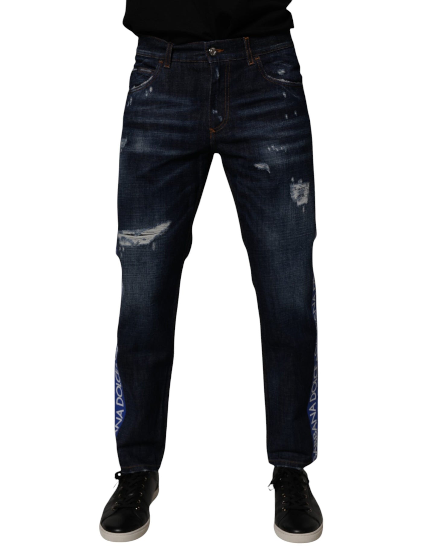 Jean skinny en coton bleu foncé Dolce &amp; Gabbana