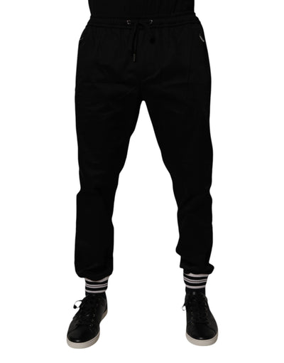Dolce &amp; Gabbana – Schwarze Jogginghose aus Baumwollstretch