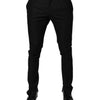 Dolce & Gabbana Black Virgin Wool MenSkinny Dress Formal Pants