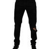 Dolce & Gabbana Black Cotton Tattered Skinny Men Denim Jeans