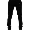 Dolce & Gabbana Black Cotton Tattered Skinny Men Denim Jeans