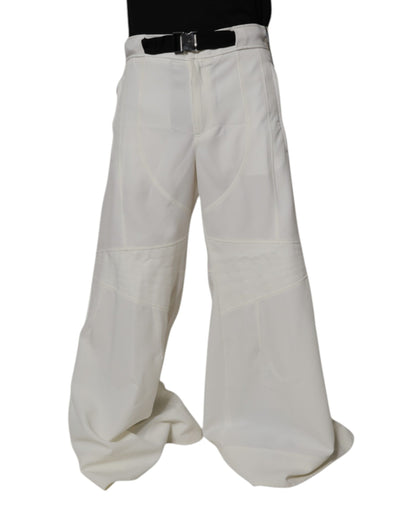 Dolce & Gabbana White Mid Waist Wide Leg Pants