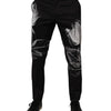 Pantalon skinny en coton noir à fleurs Dolce &amp; Gabbana