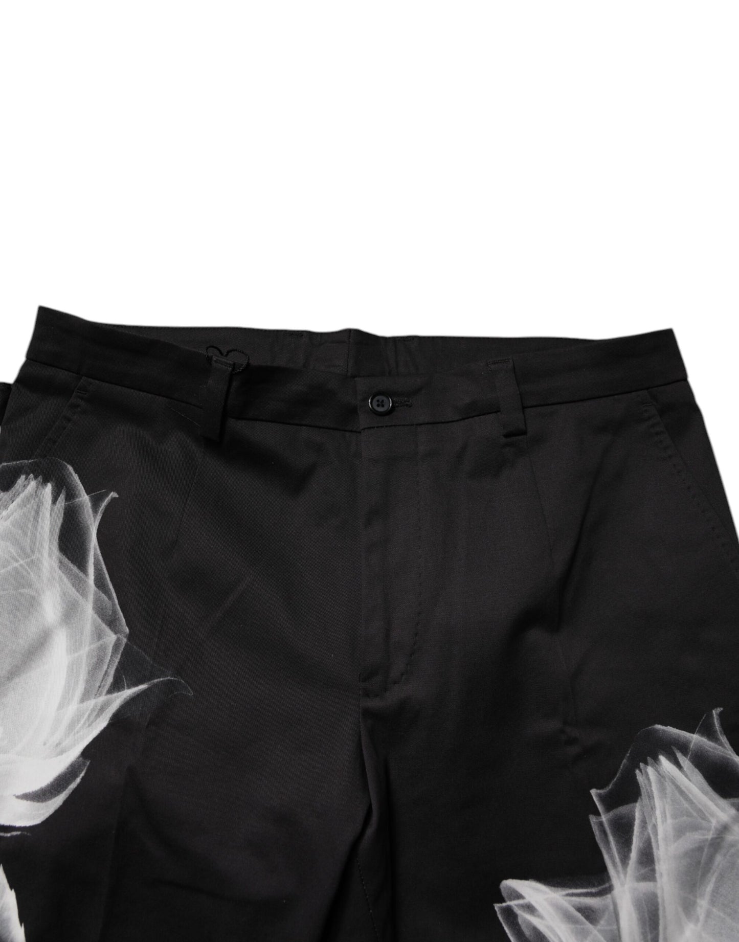 Pantalon skinny en coton noir à fleurs Dolce &amp; Gabbana